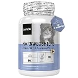 animigo Harnwegshilfe für Hunde - 120 Kapseln für Haustiere - Vitamine mit Cranberry, D-Mannose,...