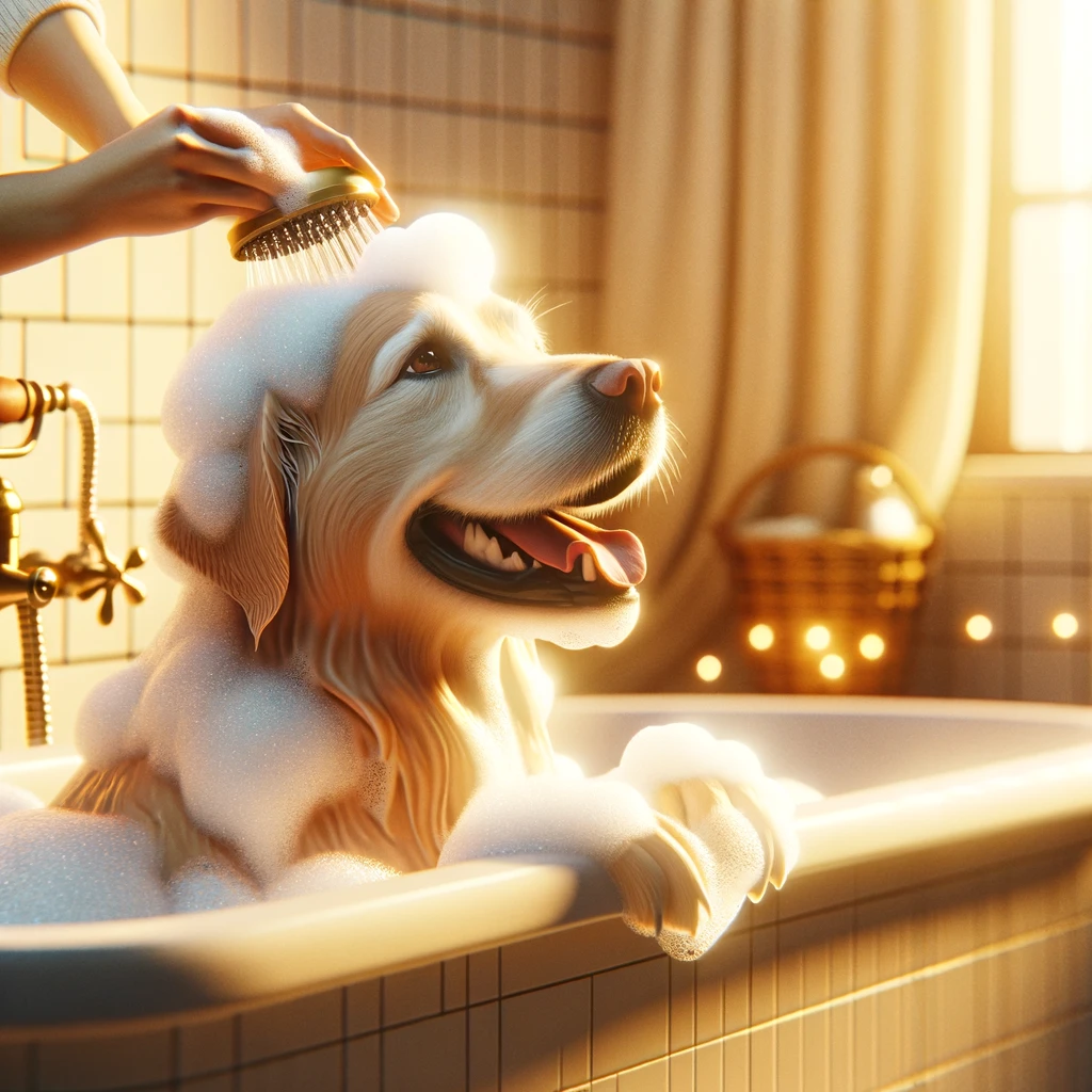 hund in der badewanne