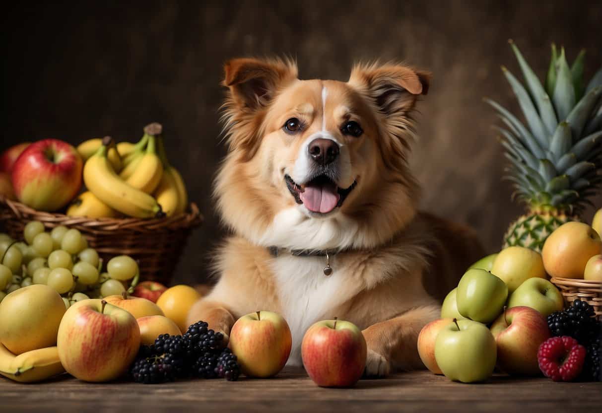 hund von obst umgeben